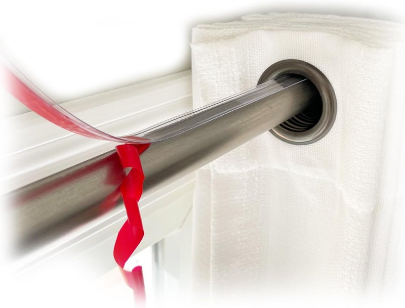 OooWow 26 ft Clear Drapery Ring Slider Effortlessly Prevents Shower and Curtain Rings from Snagging, Ensuring a Smooth, Silent Slide. Curtain Rod Slider- Curtain Ring Slide (26 feet) - Image 1